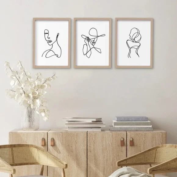11x14 Inch Framed Minimalist Wall Art Set with Lady's Body Line Art for Room - Picture 4 of 9